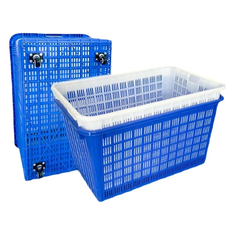 Cesta de plástico de verduras y frutas engrosada cesta de rotación rectangular plegable hueco caja de rotación de ropa cesta de polea exprés