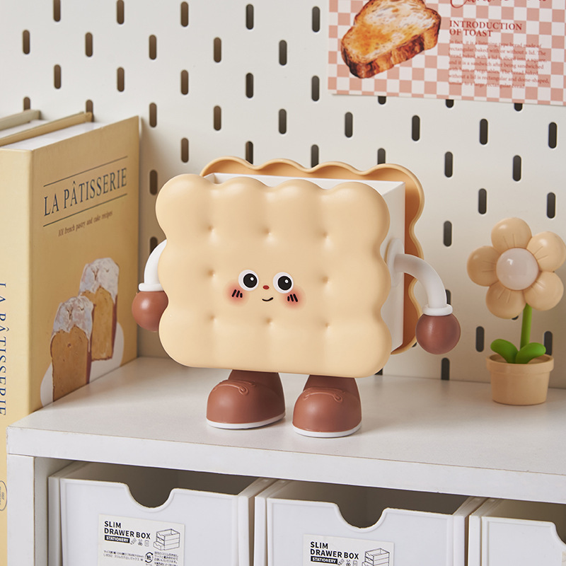 Caricatura encantadora galleta de escritorio caja de almacenamiento creativa papelería multifuncional dormitorio de estudiantes decoración de lápiz para niños
