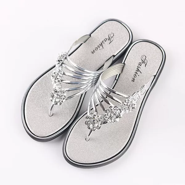 Silver flip flops