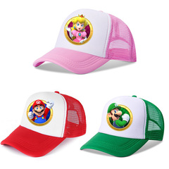Cross-border Mario Super Mario Brothers Hat, Net Hat for Children, Cartoon Sunshade, Princess Peach