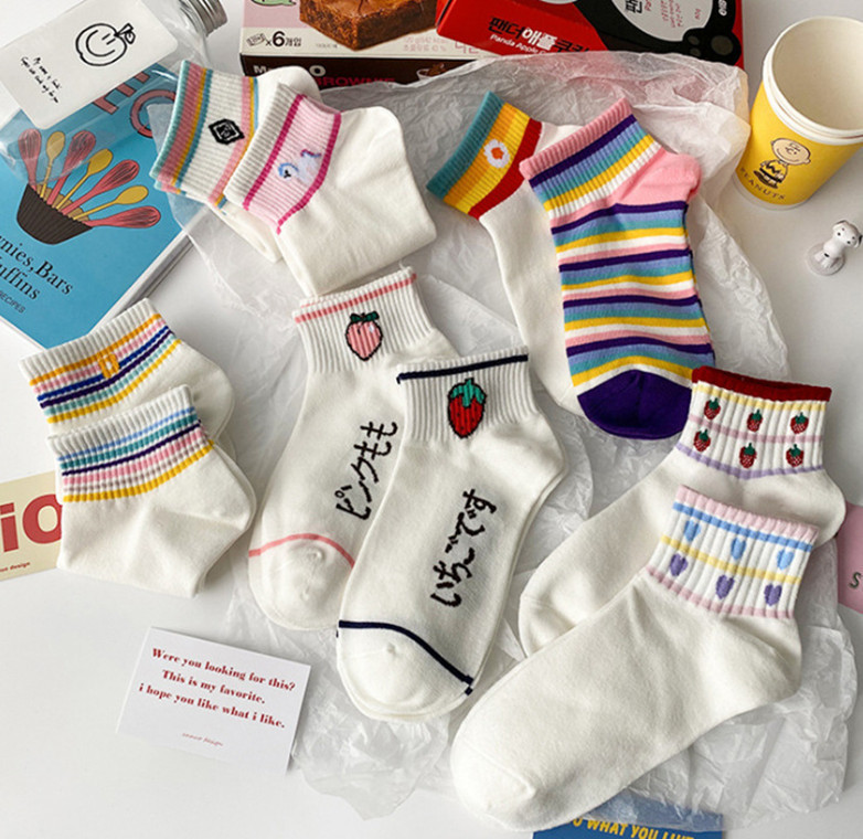 Summer New Girl Series Socks Women's Short Socks Shallow Mouth Thin Japanese Style Cute Cartoon White College Style Boat Socks Summer New Girl Series Socks Women's Short Socks Shallow Mouth Thin Japanese Style Cute Cartoon White College Style Boat Socks