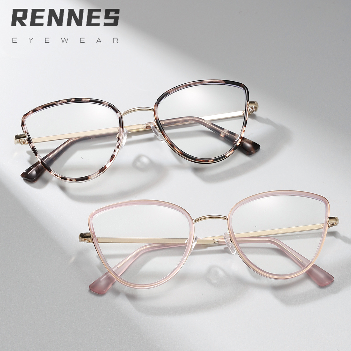 Gafas lisas de ojo de gato de metal ligero anti-azul 2023 Nuevo Marco de gafas ins Marco de gafas de miopía de moda transfronteriza