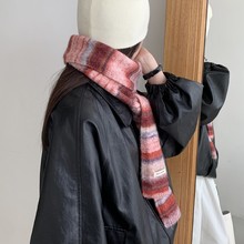 韩版新品秋冬季围巾女格子羊毛混纺长款学生百搭披肩加厚保暖围脖