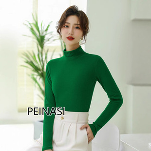 New Stand Collar autumn and winter half turtleneck particulate velvet bottoming shirt Women's net red inner wear fleece-lined thickened mid collar warm clothes