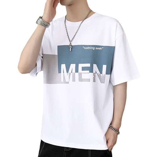 Men's Short Sleeve T-Shirt  New Summer Loose Fit Casual Clothing White Half Sleeve T-Shirt Streetwear Top