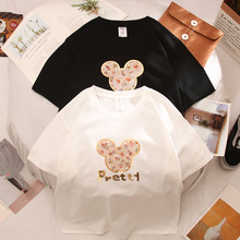 2021新款夏季韩版宽松烫金米奇白色T恤女短袖上衣半袖打底衫ins潮