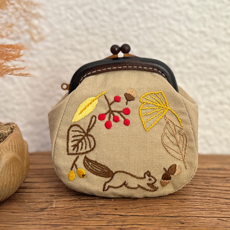 Lu bordado tela oro bolsa bordado a mano europea bolsas DIY material tridimensional bordado simple bolsa de bordado casera