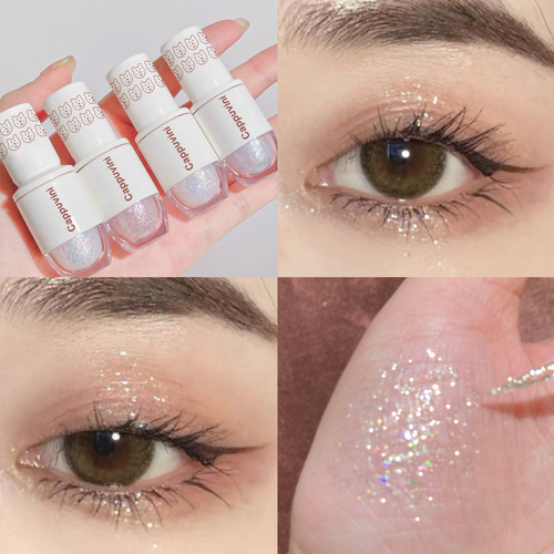 Cappuvini starry eye shadow, pearlescent fine glitter, easy to smudge high-gloss Bear Bowling liquid eye shadow