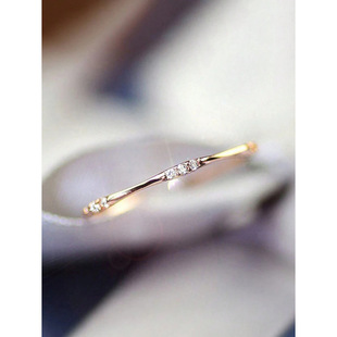 I 91493 Thin CZ Dainty Copper Ring �������~�|��ָ�羳
