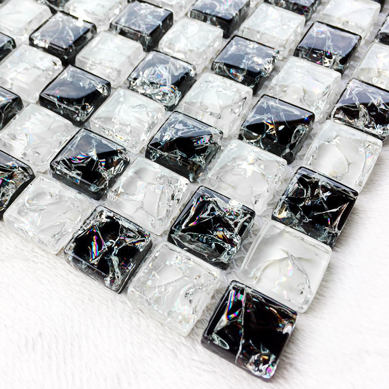 Blue Simple Crystal Glass Mosaic Tiles Bathroom Toilet Toilet Tv Background Wall Bar Table Decoration