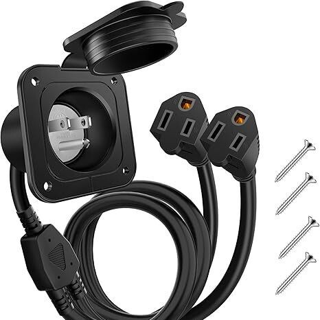 125V Ac Port Plug,12Awg Heavy Duty Rv Coastline Power Entry Plug with 5 in 1