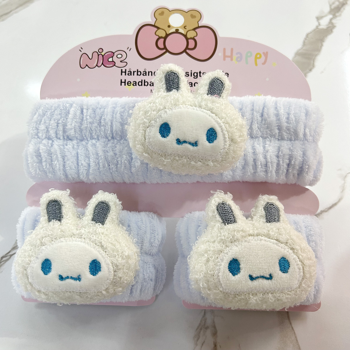 Banda de cabello de moda con tarjeta de papel dulce decoración de animales pequeños de peluche de lavado banda de cabello de dibujos animados correa de muñeca tridimensional
