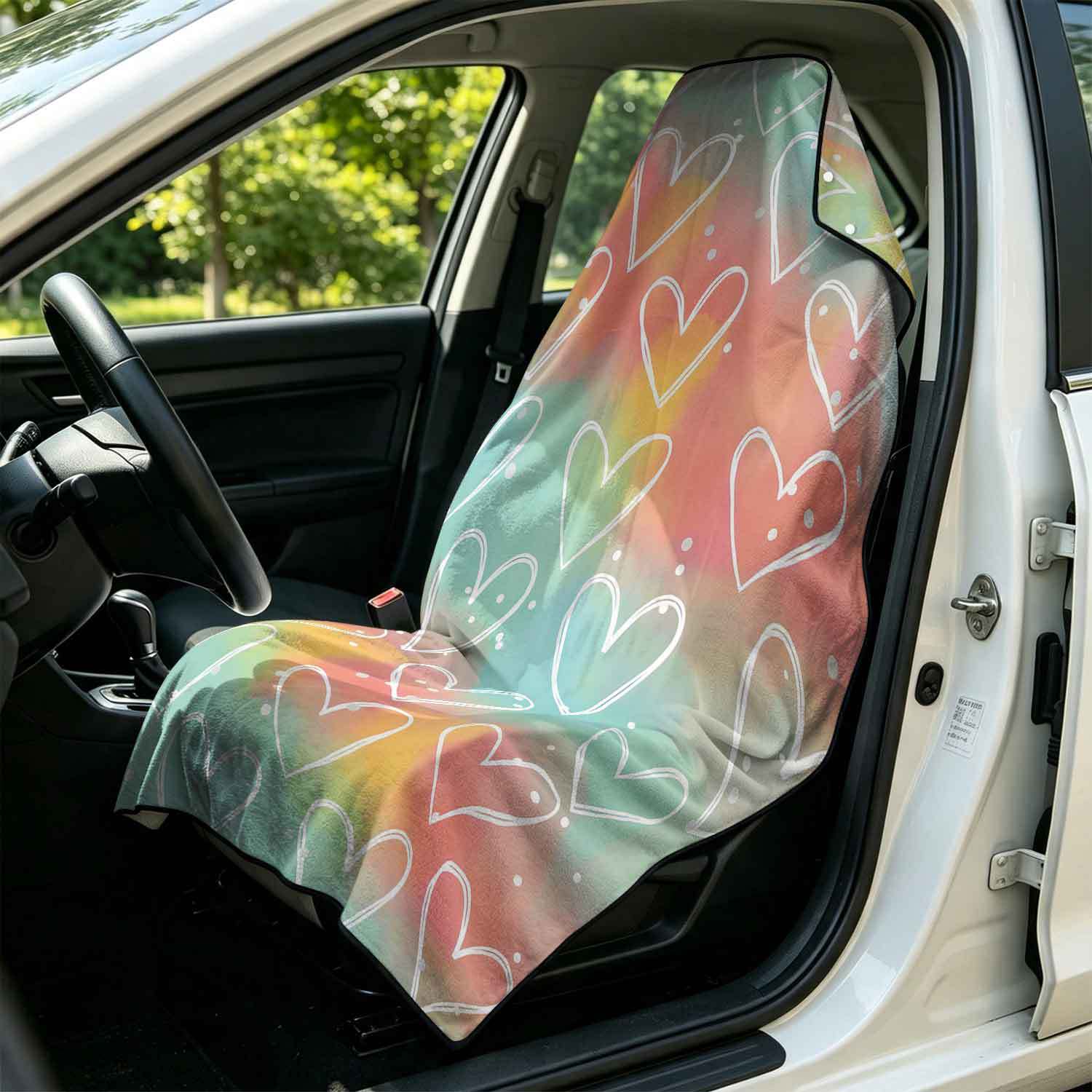 Printed bath towel and car seat cover 2-in-1, ultra-fine fiber outdoor beach and car dual-use universal seat cushion