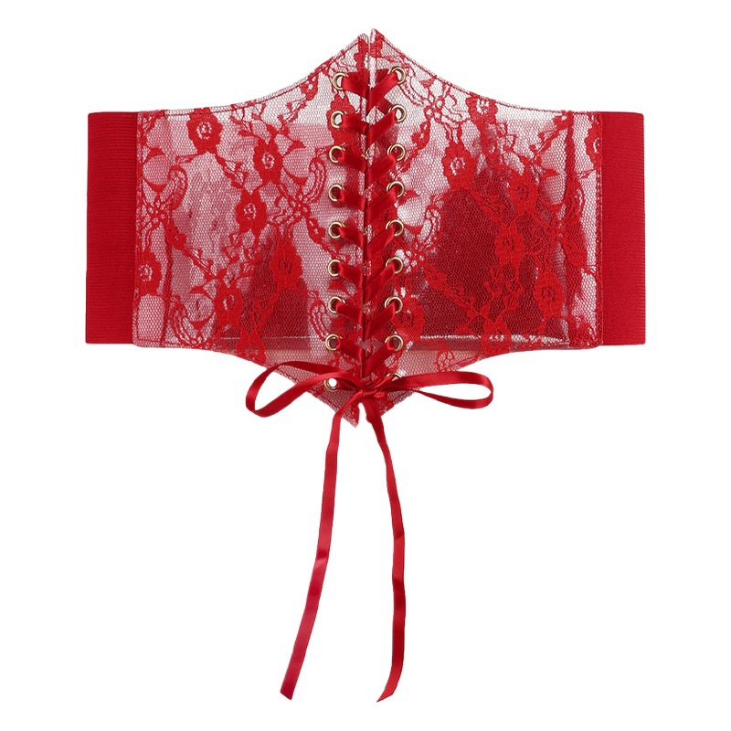 Cinturón de cintura de encaje ancho de moda para mujer vestido de todo fósforo cinturón decorativo superior cinturón de cintura elástico retráctil