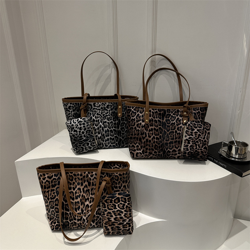 Bolso de gran capacidad de leopardo para mujeres 2024 nueva moda bolso de hombro de moda bolso de mano bolsa de moda bolsa de compras