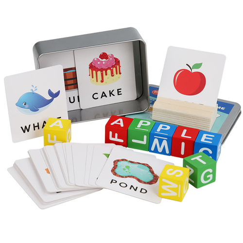 Cross-border children's early education English card word spelling game baby letter recognition matching building blocks educational toys