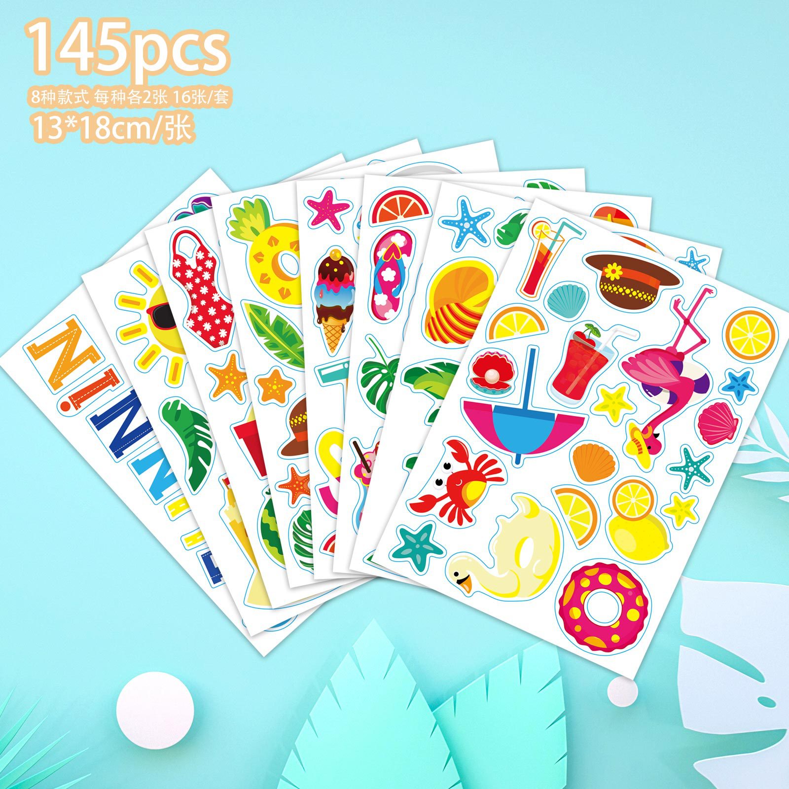 Suministro DE LOS NIÑOS pegatinas verano Hawaiano playa tropical calcomanías etiqueta