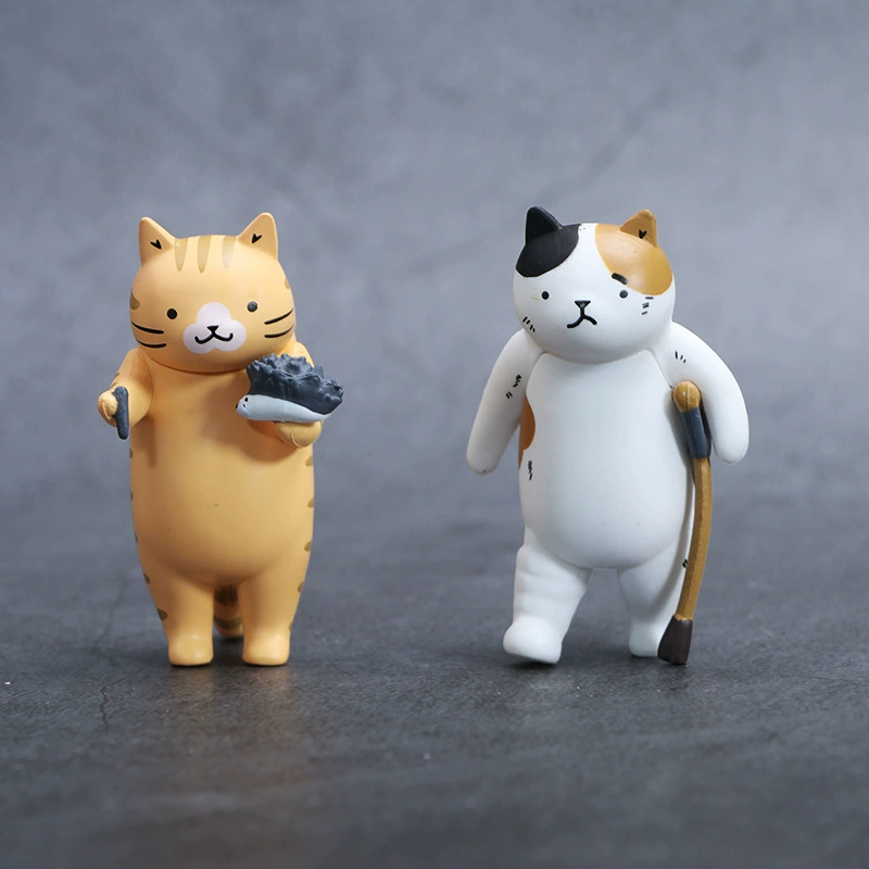 6 фигурок Китайского музея боевых искусств, китайская мода, Blind Box, кошачья леди, декор, голова аккупунктура, калико кот модель украшения
