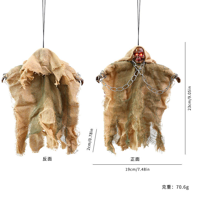 Nuevo Fantasma Colgante de Halloween con Cadena de Hierro, Fantasma Colgante con Calavera Brillante, Decoración de Halloween