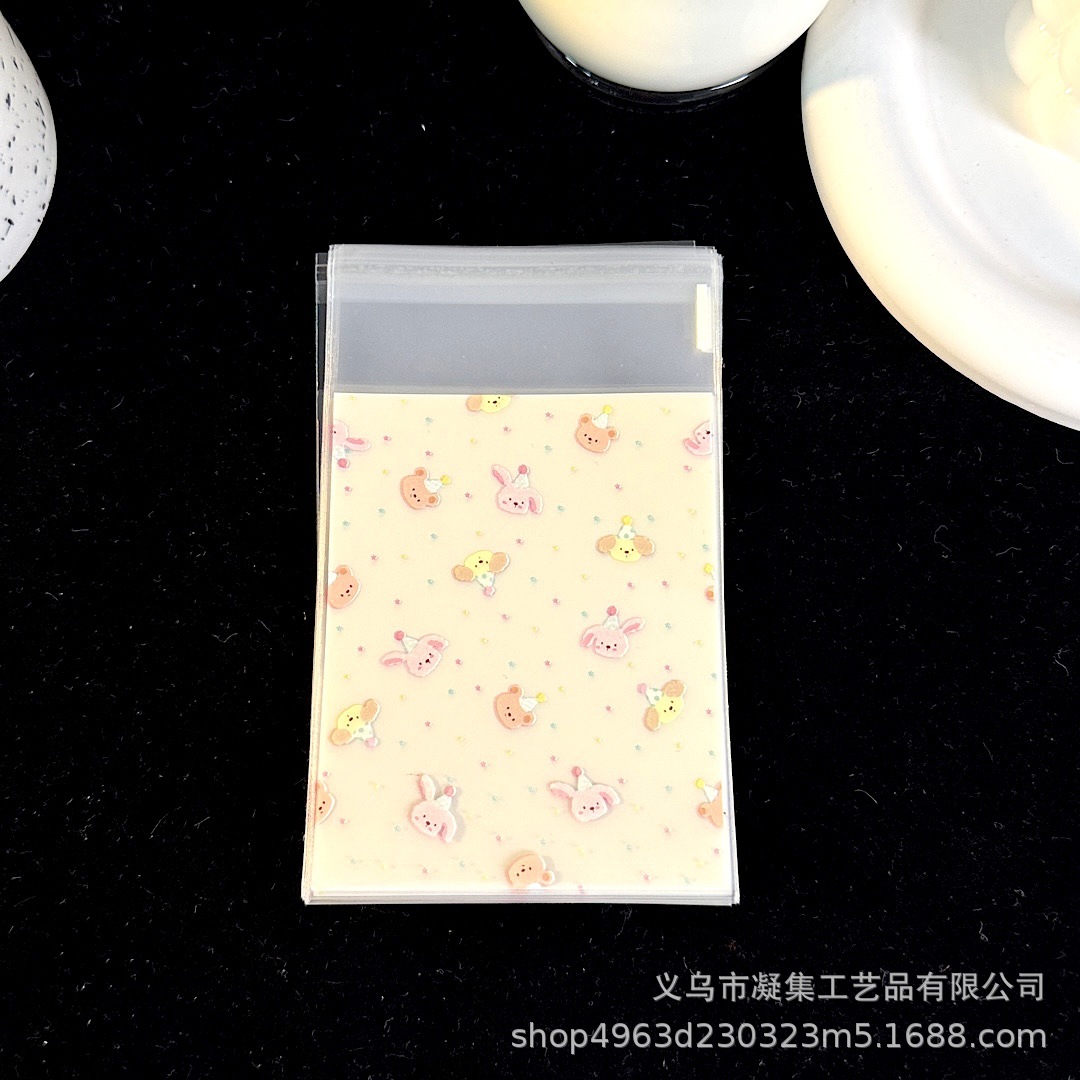 Colección de bolsas autoadhesivas de dibujos animados lindo original, bolsa de embalaje de joyería de regalo de alto valor, tarjeta pequeña, bolsa sellada dividida