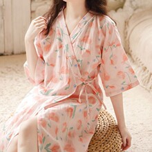 日系和服睡袍薄款裙子绑带浴袍睡衣女夏天家居服夏季款短袖家居服