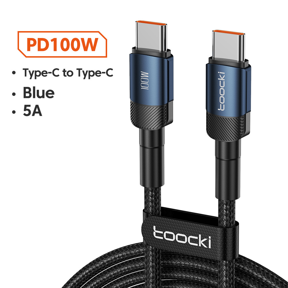 El popular cable de datos de carga súper rápida PD100W de Toocki es adecuado para el cable de carga del portátil 15 del teléfono móvil Huawei y Apple