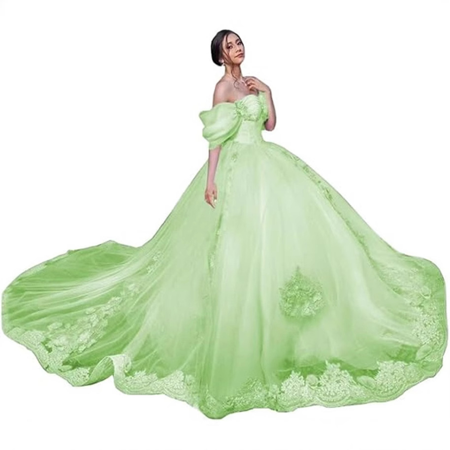 Aliexpress Amazon encaje calcomanía hombro abierto vestido de adulto vestido de baile vestido vestido de princesa vestido de mujer