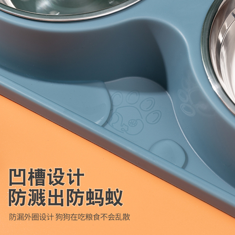 Tazón para gatos Tazón para perros Tazón de arroz de acero inoxidable anti-volcado Tazón de agua para mascotas Tazón de comida para perros Tazón de comida para gatos Tazón doble Tazón para perros
