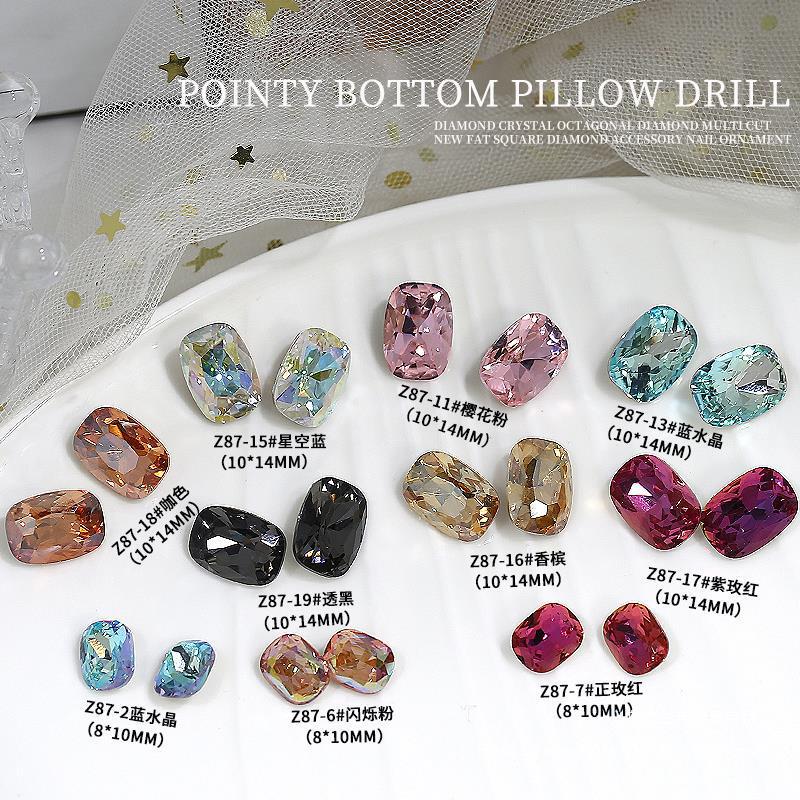 Wholesale k9 nail drill ice crystal glass 10*14 pillow pointed bottom diamond three-dimensional pigeon egg nail drill jewelry Wholesale k9 nail drill ice crystal glass 10*14 pillow pointed bottom diamond three-dimensional pigeon egg nail drill jewelry