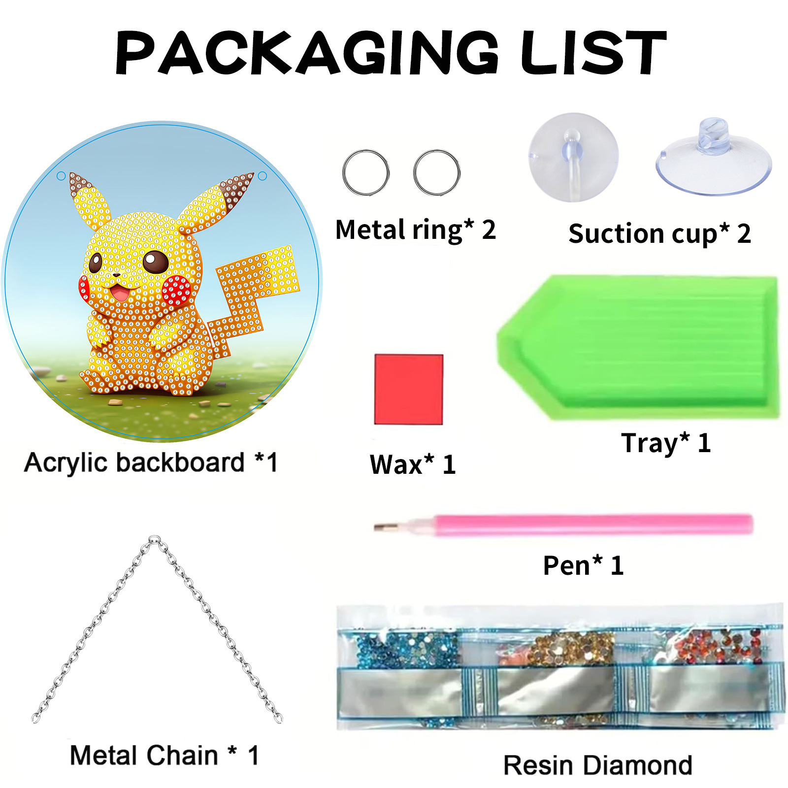 Pikachu Amazon DiDi Diamante Pintura Colgante Acrílico Colgante Creativo Diamante Se centran en los niños