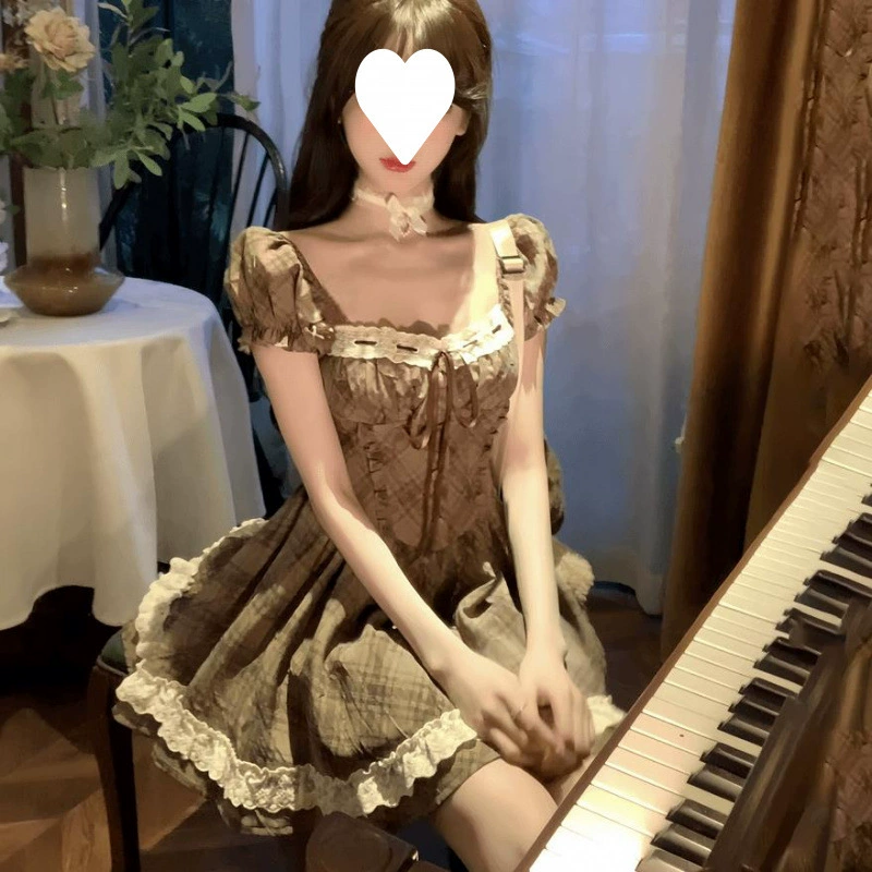 Летнее короткое милое платье, юбка, для подростков, французский стиль.