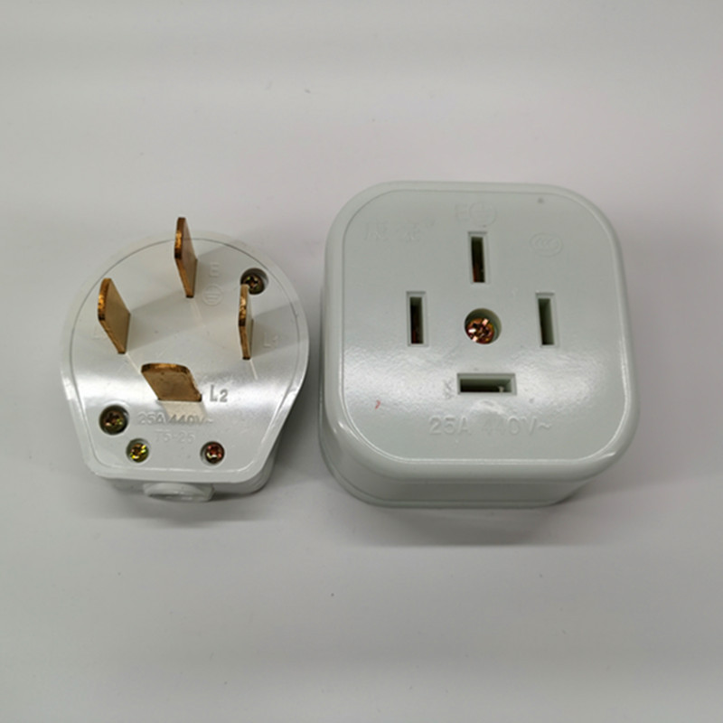 86型康豪25A四插头工业电动插头电源插头机床明装三相四线插座