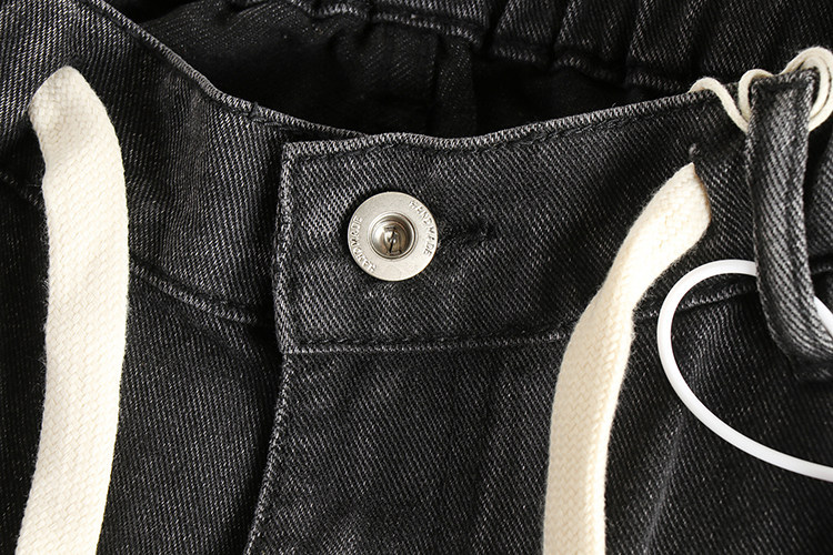 Men's Straight Leg Jeans Washed Distressed Black Grey Trousers_voghion.com