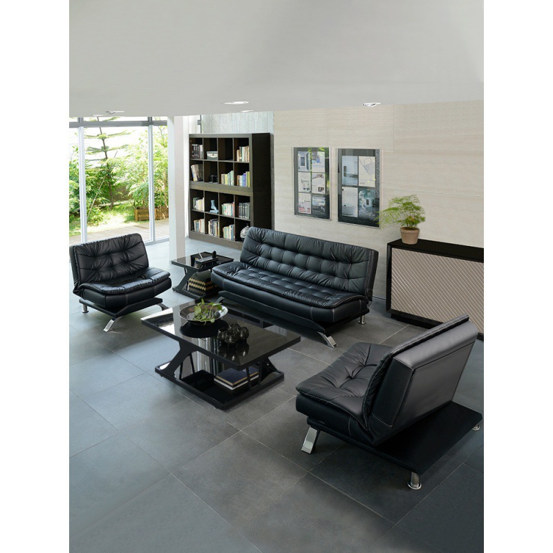 简约现公沙发床三人位折叠商务办公室接待室会客茶几组合套装|ms