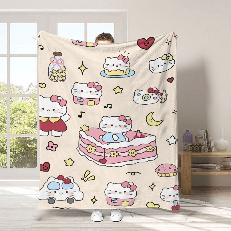 Monopolio transfronterizo de dibujos animados Sanrio mantas para niños lindas Hellokitty flange mantas de peluche cuatro estaciones mantas de peluche