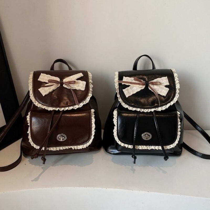 Cute retro backpack with bow