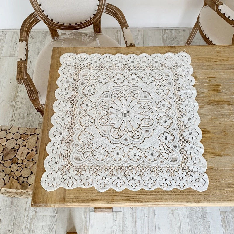 韓国ins博主同品レーステーブルクロス部屋カフェ装飾背景布ミルク白デニム文芸マット|undefined