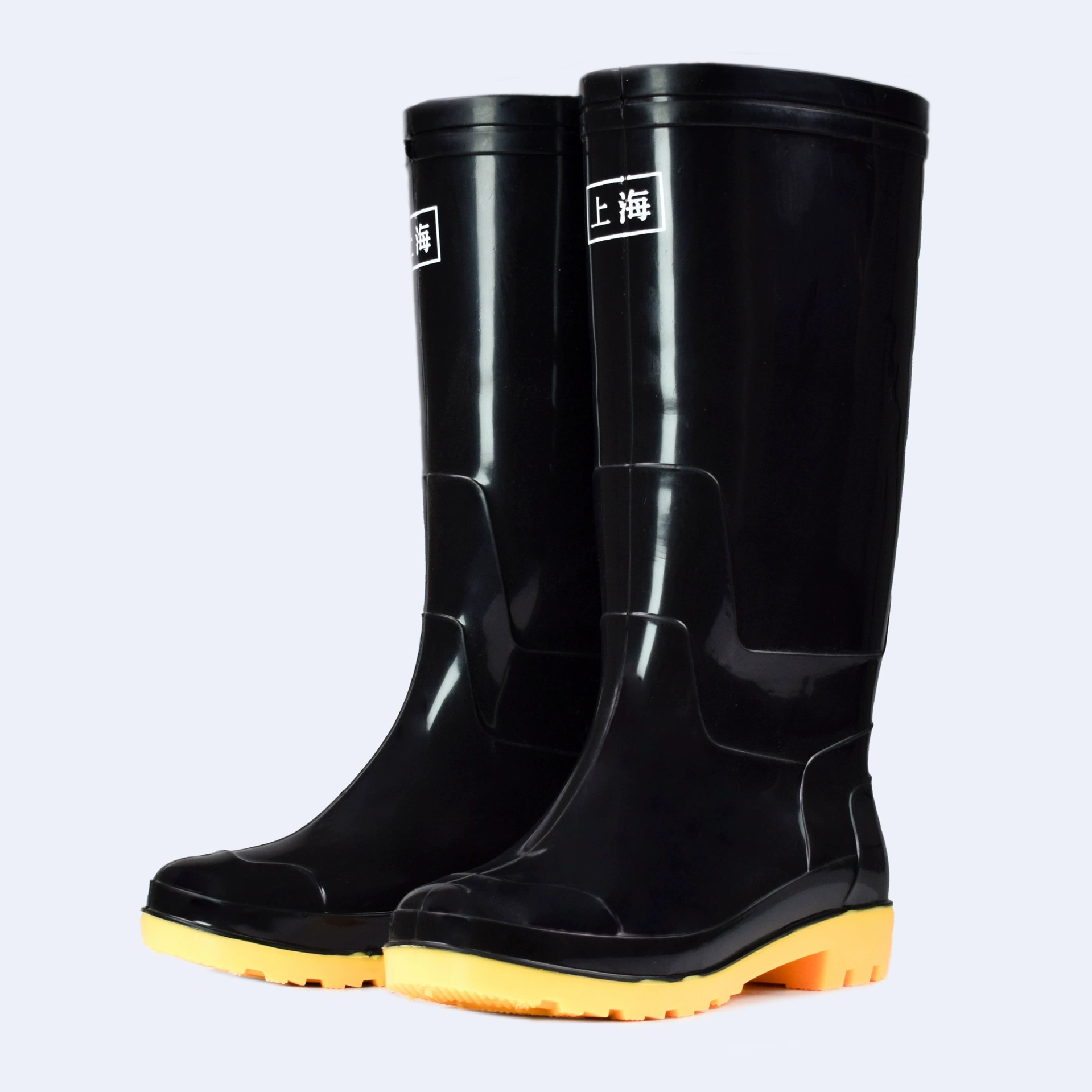 2025 Новые модные мужские защитные резиновые сапоги 35cm Scenic Area для пешего туризма и прогулок, черные резиновые сапоги высокой безопасности