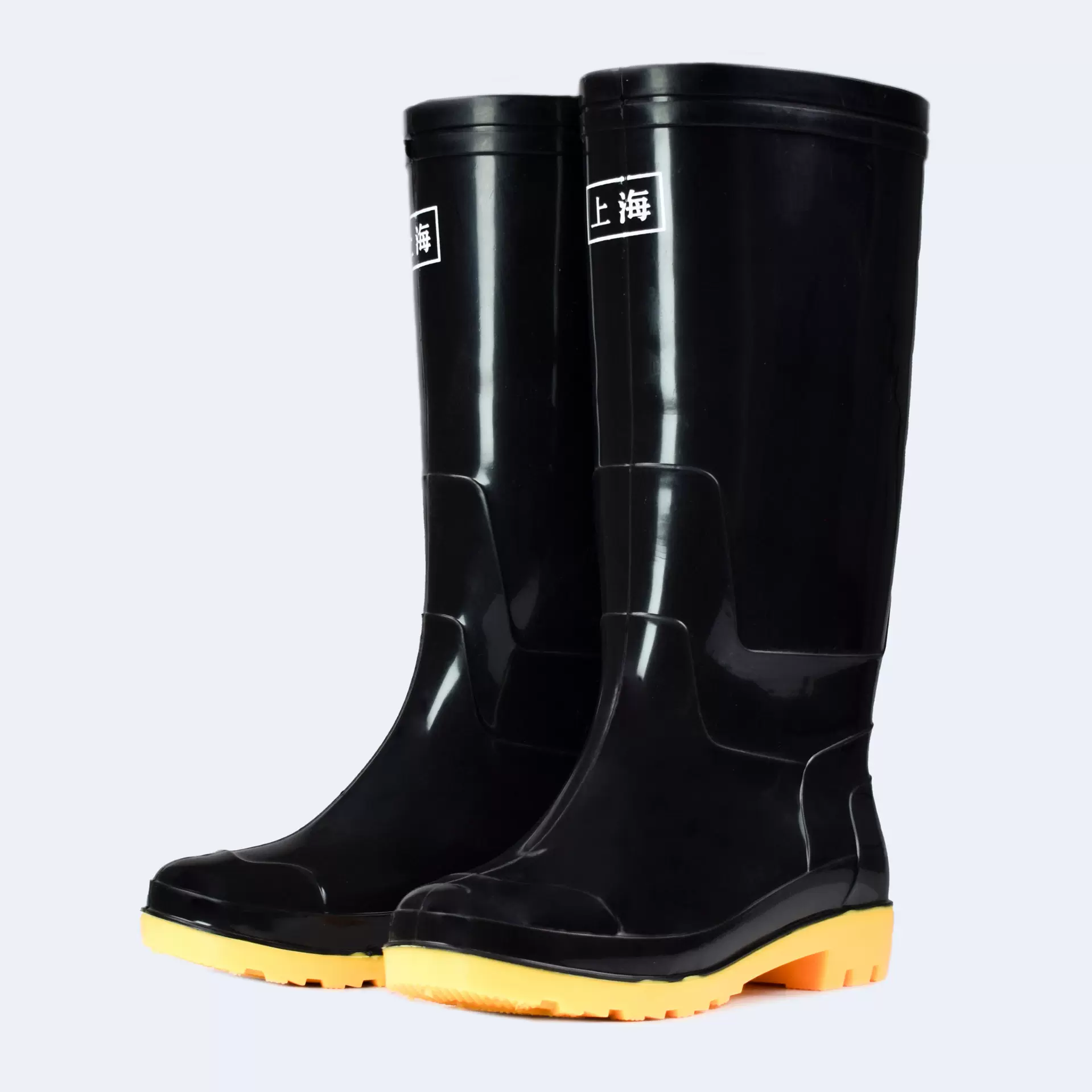 2025新款时尚男士劳保雨鞋 35公分景区徒步涉水高筒劳保黑色雨靴