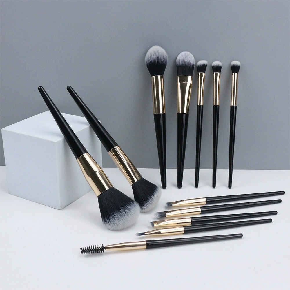 Makeup Brush Full Set — Foundation & Concealer Brushes, Multi-Size Kit with Case (Black)
