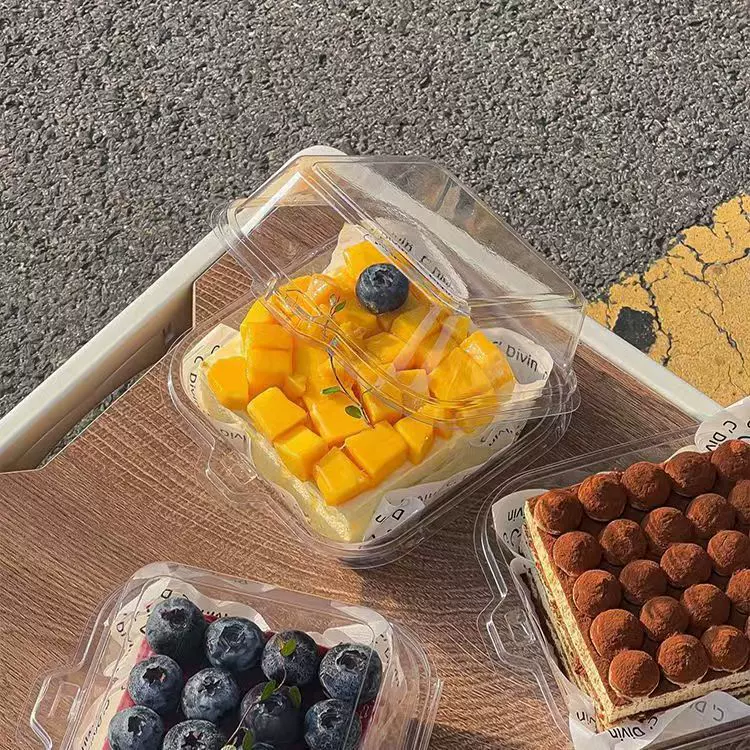 提拉米苏翻盖盒子一次性与4寸6寸盒网红野餐甜点吸塑汉堡便当盒子