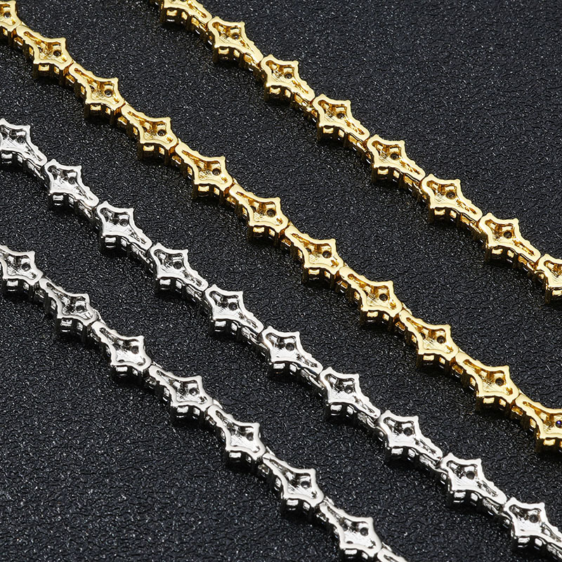 Copper Material Hip-Hop Rhombus Copper Diamond Zircon Unisex Necklace Men Chain Necklaces