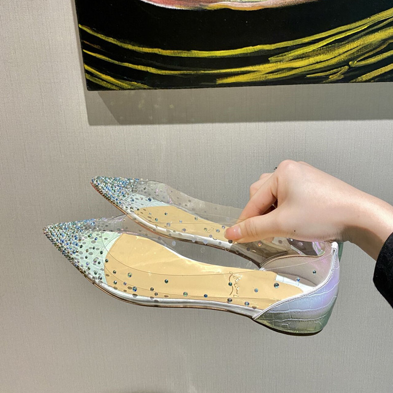 2025年夏新款bing水钻透明尖头内增高平底水晶婚鞋女浅口百搭单鞋