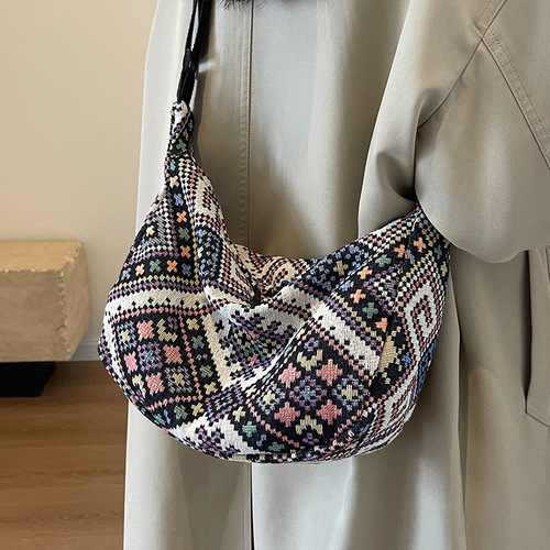 Large-Capacity Ethnic-Style Dumpling Bag for Women | Korean-Style All-Match Crossbody Bag | Women's Instagram-Inspired Shoulder Bag
