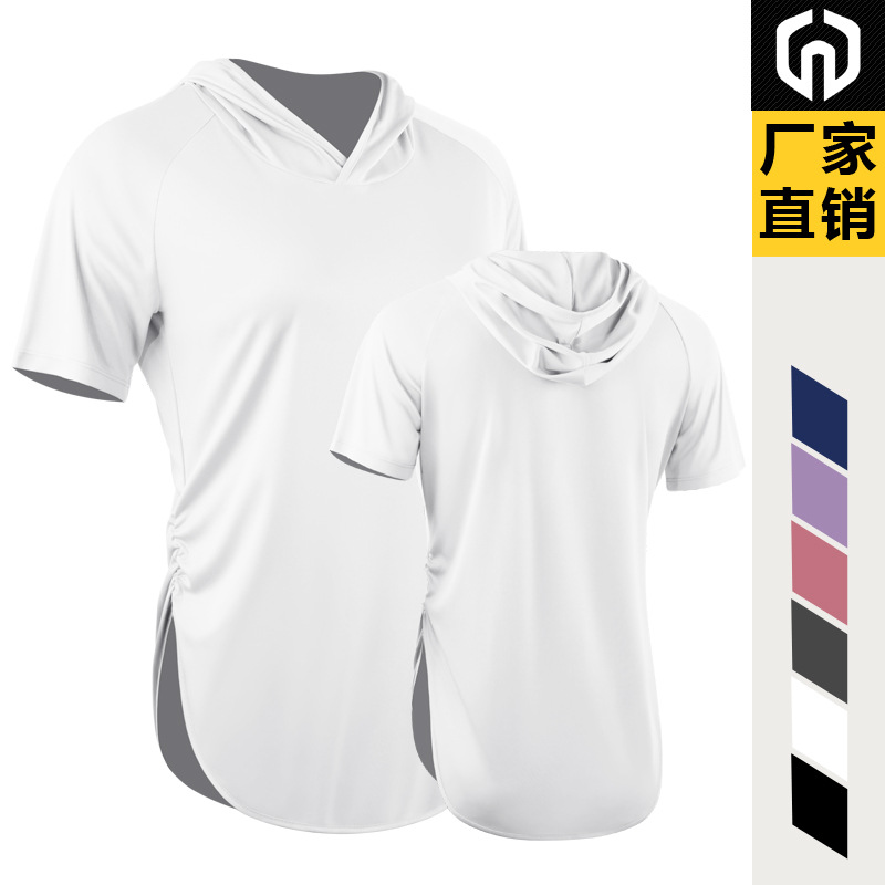 Deportes de las mujeres con capucha cintura de manga corta ropa de protección solar de secado rápido para adelgazar correr baloncesto yoga ropa de entrenamiento casual image 6
