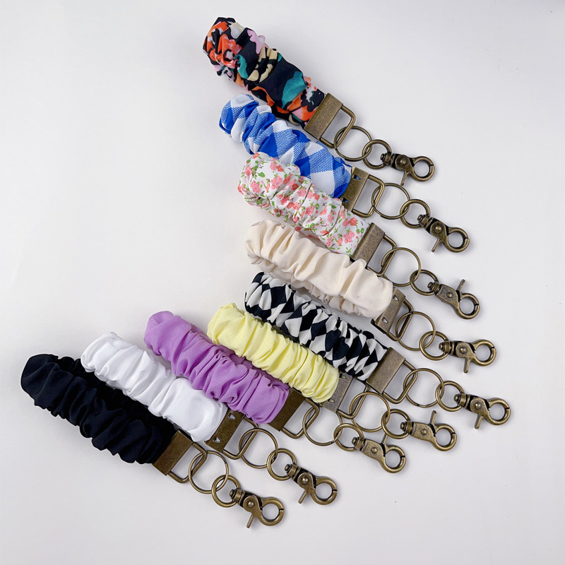 Mobile Phone Lanyard Short Pendant Women's Wrist Strap Elastic Stretchable Adjustable Pendant Pleated Intestine Keychain