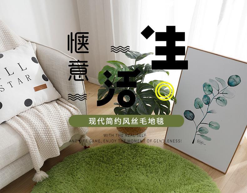 圆形丝毛地毯,毛绒地毯,长毛地毯,长毛绒地毯,客厅地垫,跨境地毯