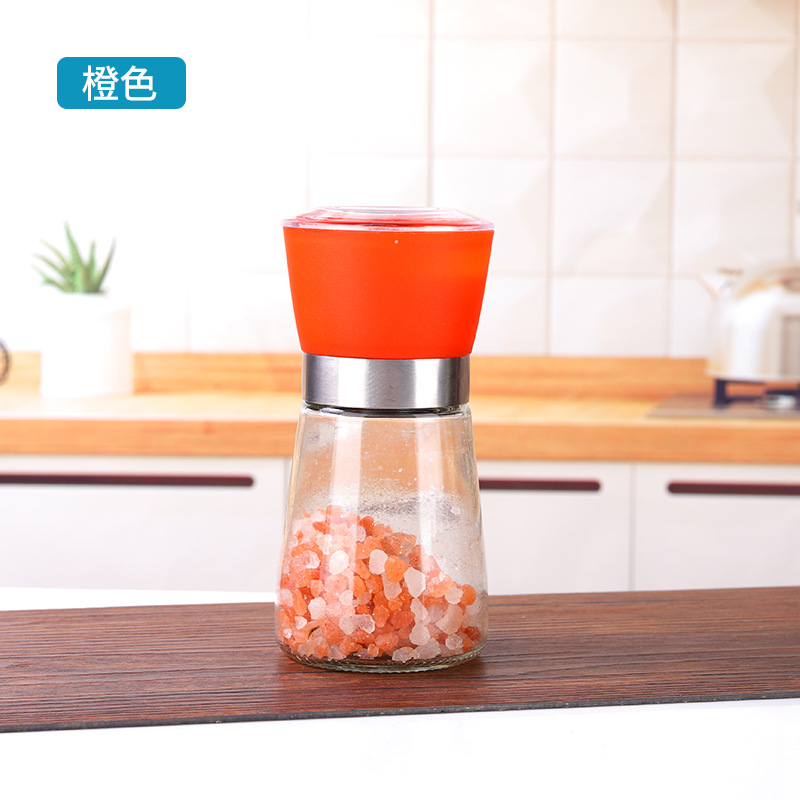 Molinillo de vidrio Cónico manual de pimienta Molinillo de sal gruesa Botella de molienda manual portátil