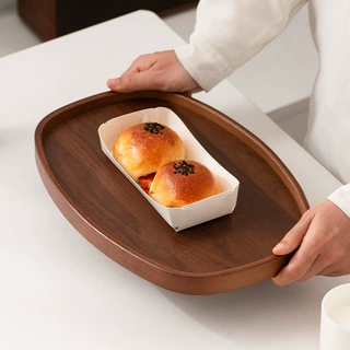 双边圆润竹制托盘咖啡厅甜品早餐果蔬零食桌面简约收纳竹木方平盘