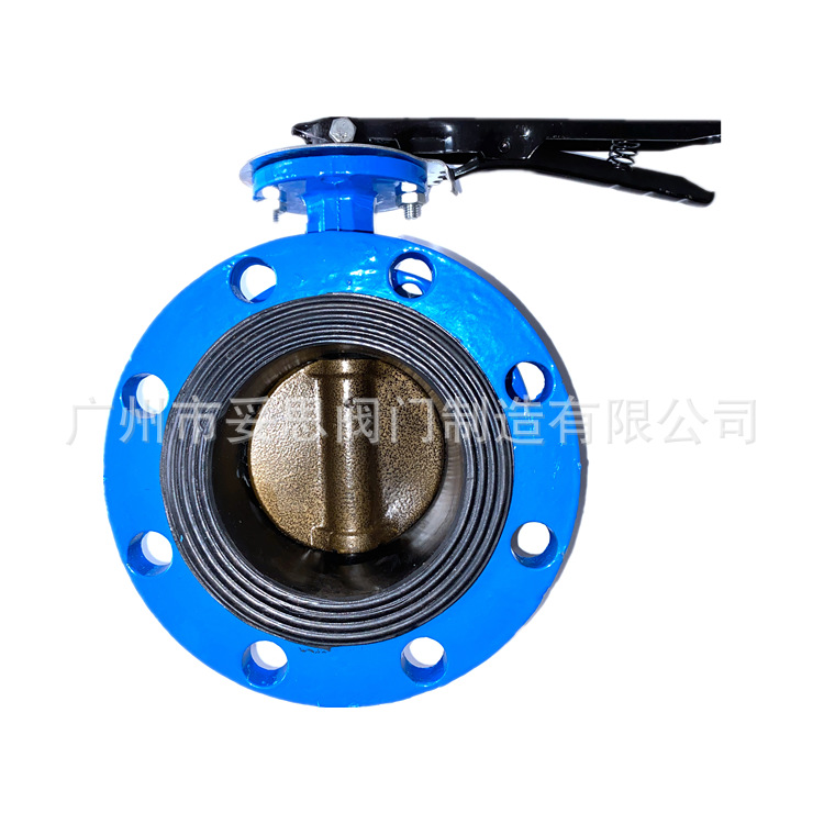 D41X-16Q手动法兰蝶阀304不锈钢板球磨板软密封衬胶手动开关蝶阀